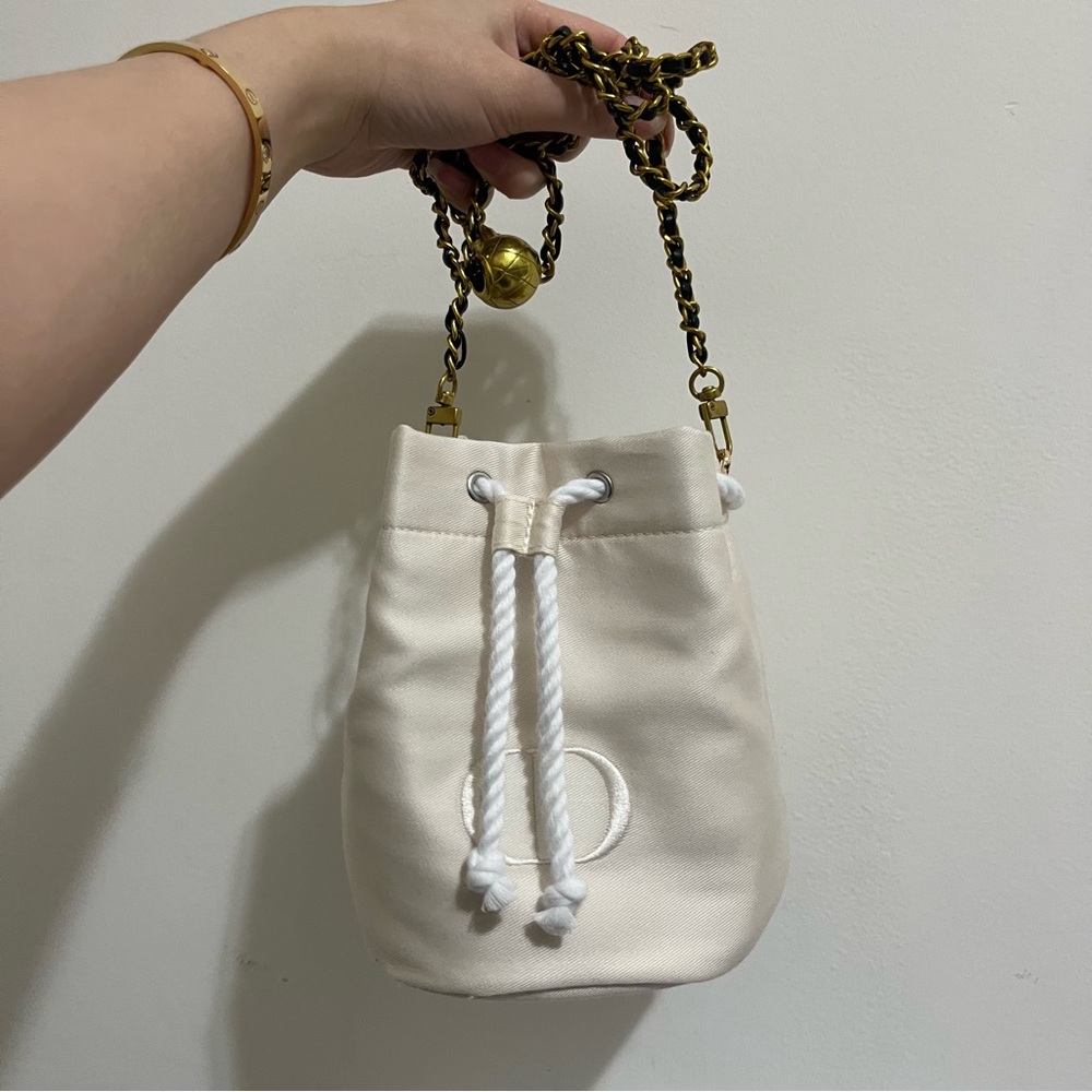 Christian Dior Drawstring Pouch Beaute Bag Crossbody Cosmetic Twill - Picture 6 of 11